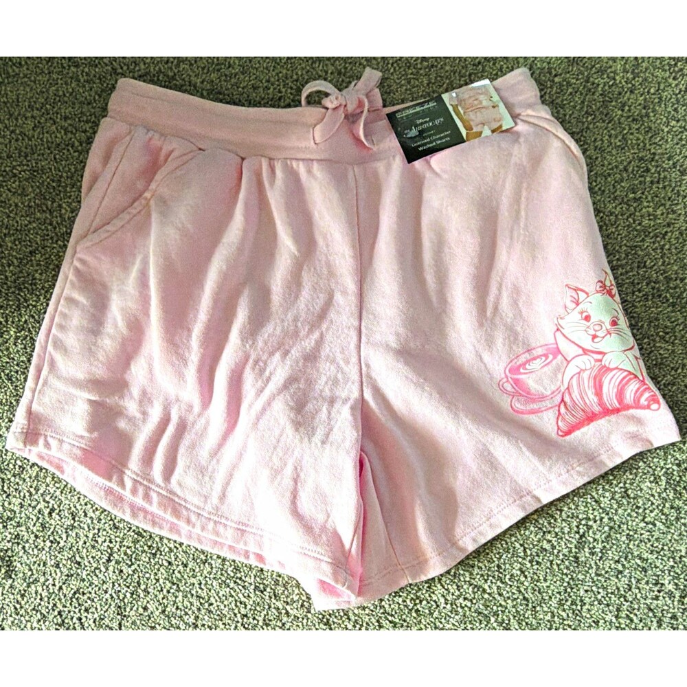 Women's Disney Aristocats Pink Fleece Sweat Shorts Drawstring Size M NWT A12